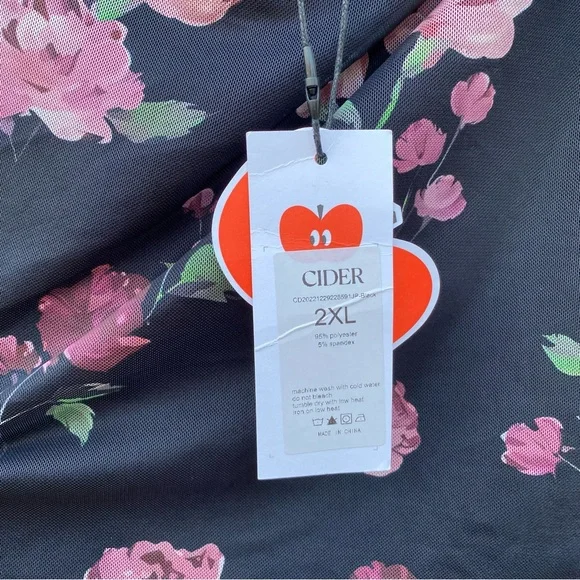 Cider Black Dress with Pink Floral Design - Picture 5 of 5